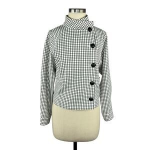 CABI Black White Osaka Nights Windowpane Jacket Women's Size XS #3173 Preppy